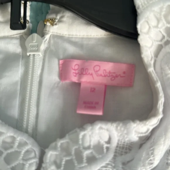 Lilly Pulitzer White Lace Dress with Gold Accents Size 12 - Picture 4 of 6